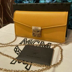 MCM Patricia Golden Mango Clutch Bag
